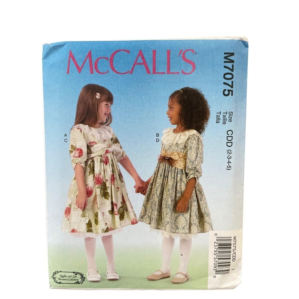 McCALL'S M7075 Dress Belt Petticoat Pattern Girls Size 2-5 Ruffles Lace FF